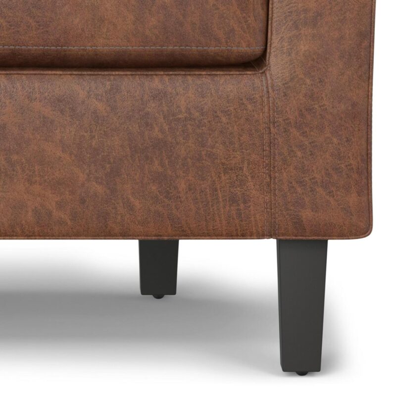 Simpli Home Austin Modern Distressed Saddle Brown Faux leather Barrel Chair - Image 7