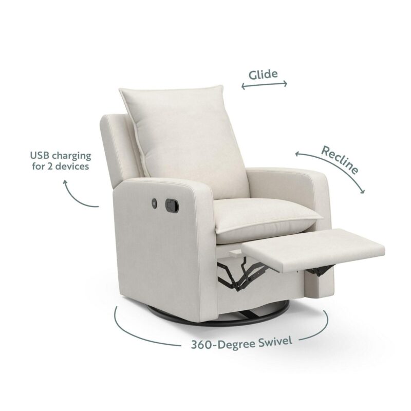 Storkcraft Modern Ivory Swivel Glider Chair - Image 4