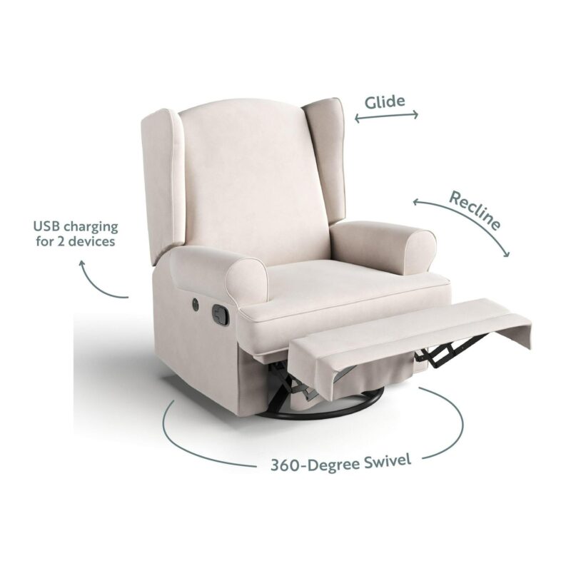 Storkcraft Modern Ivory Swivel Glider Chair - Image 3