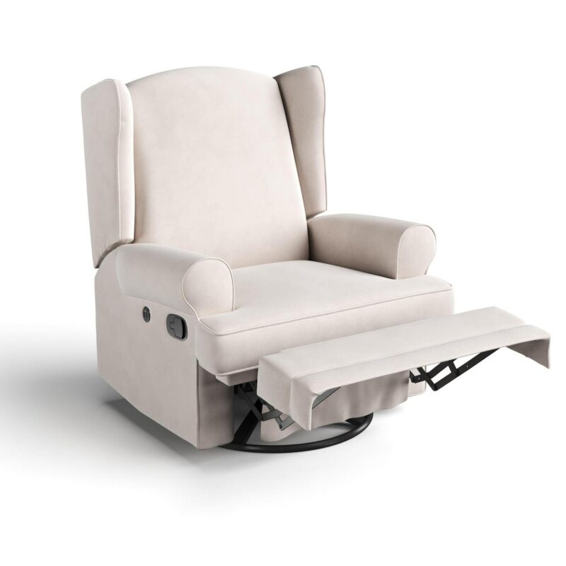 Storkcraft Modern Ivory Swivel Glider Chair - Image 4