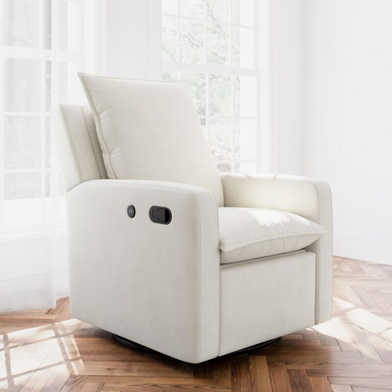 Storkcraft Modern Ivory Swivel Glider Chair - Image 2