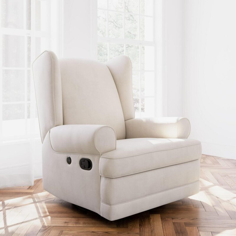 Storkcraft Modern Ivory Swivel Glider Chair - Image 2