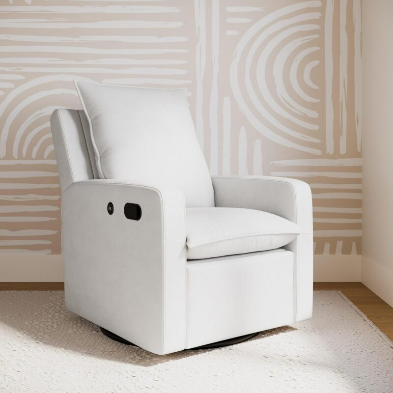 Storkcraft Modern Ivory Swivel Glider Chair - Image 3