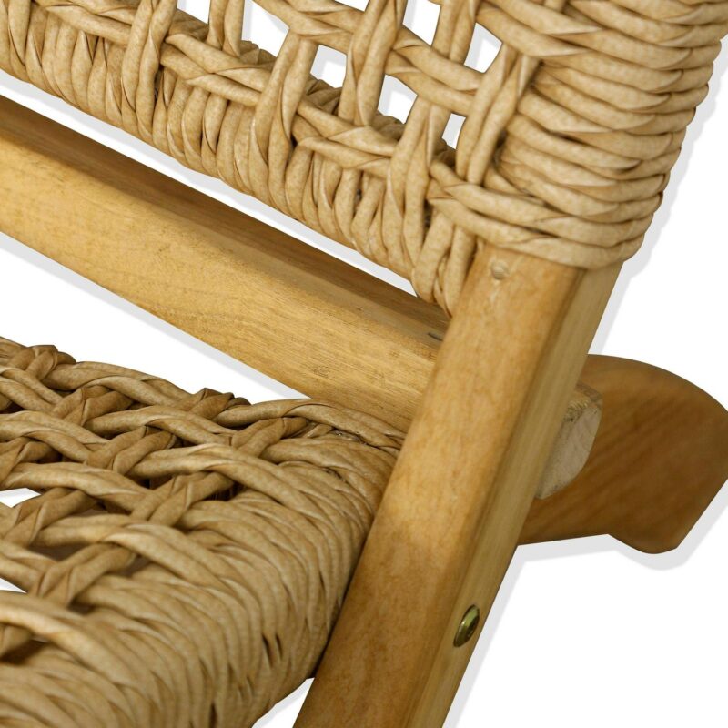 StyleCraft Home Collection Modern Natural Teak Wood Synthetic Accent Chair - Image 3