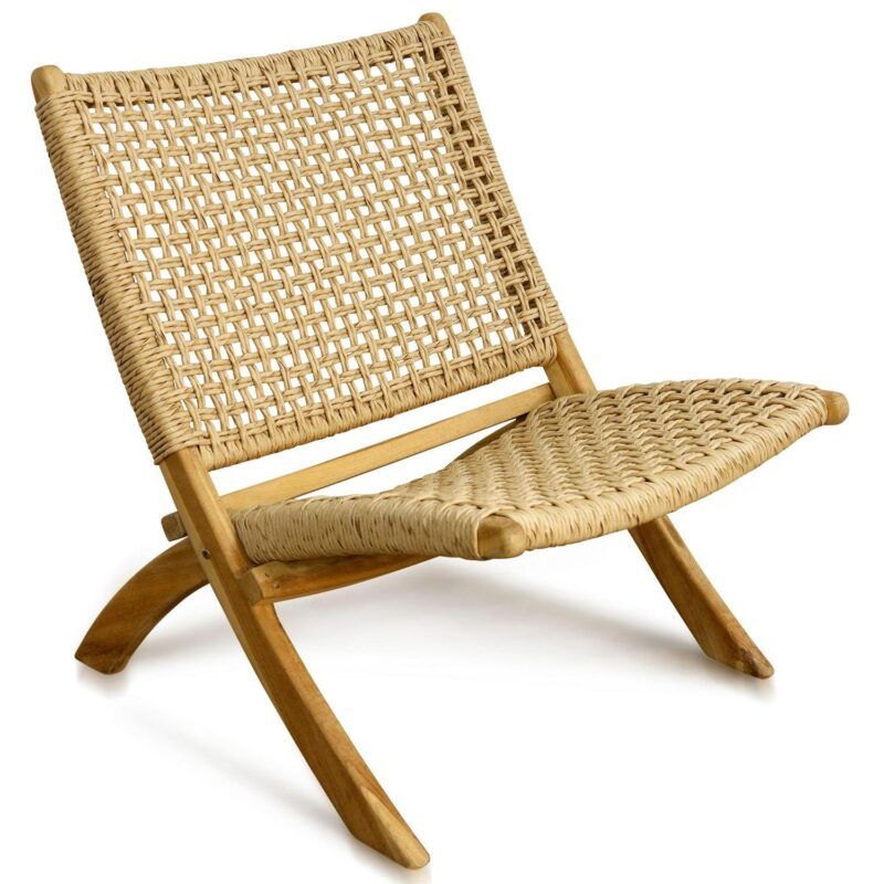 StyleCraft Home Collection Modern Natural Teak Wood Synthetic Accent Chair