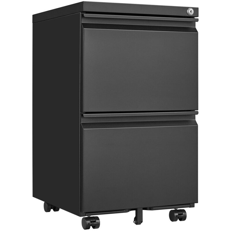 Sumyeg 2 Drawer File Cabinet with Lock Black 2 -Drawer 15.35-Inches File Cabinet