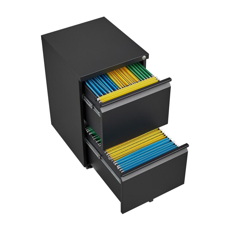Sumyeg 2 Drawer File Cabinet with Lock Black 2 -Drawer 15.35-Inches File Cabinet - Image 3