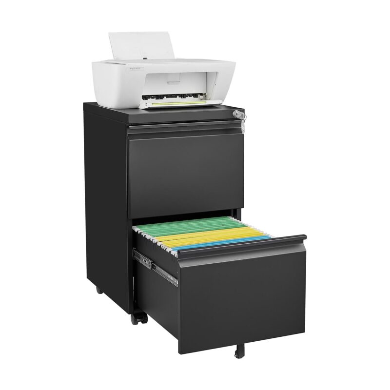 Sumyeg 2 Drawer File Cabinet with Lock Black 2 -Drawer 15.35-Inches File Cabinet - Image 2