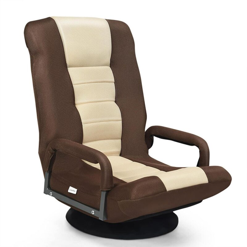 Sumyeg 360-Degree Swivel Gaming Floor Chair Modern Brown Mesh Swivel Wingback Chair