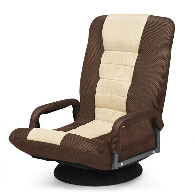Sumyeg 360-Degree Swivel Gaming Floor Chair Modern Brown Mesh Swivel Wingback Chair - Image 9