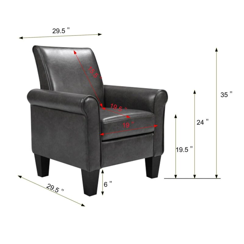 Sumyeg Accent Chairs Modern Gray Faux leather Accent Chair - Image 4