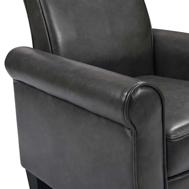 Sumyeg Accent Chairs Modern Gray Faux leather Accent Chair - Image 5