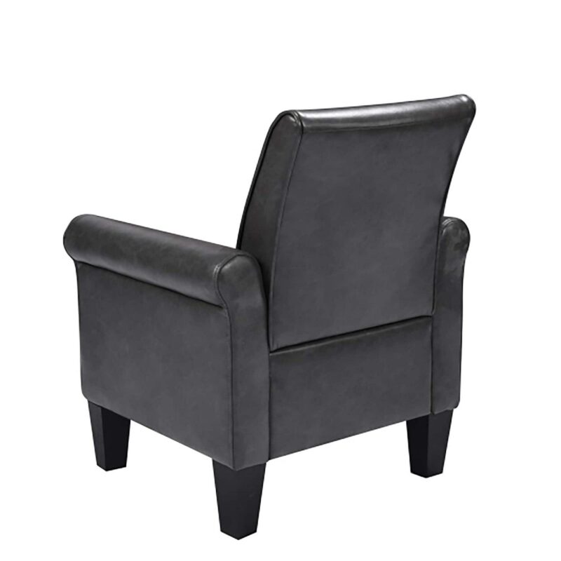 Sumyeg Accent Chairs Modern Gray Faux leather Accent Chair - Image 3