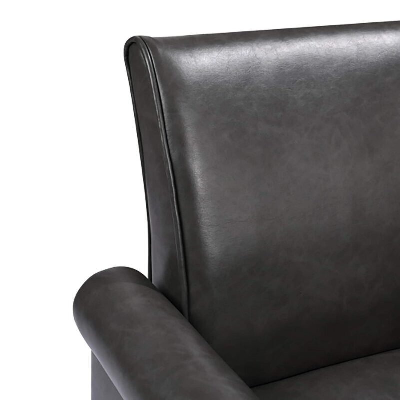 Sumyeg Accent Chairs Modern Gray Faux leather Accent Chair - Image 6