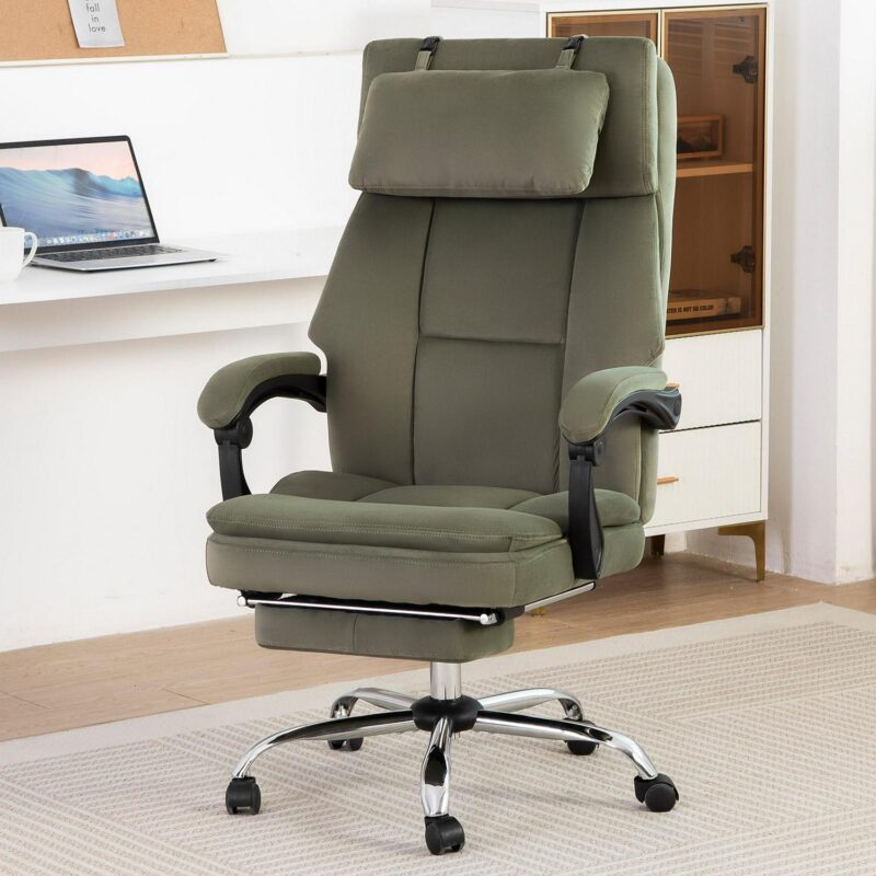 Sumyeg Big and Tall Executive Office Chair Green Contemporary Ergonomic Adjustable Height Swivel Upholstered Executive Chair - Image 2