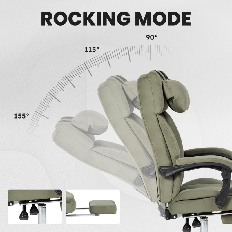 Sumyeg Big and Tall Executive Office Chair Green Contemporary Ergonomic Adjustable Height Swivel Upholstered Executive Chair - Image 6