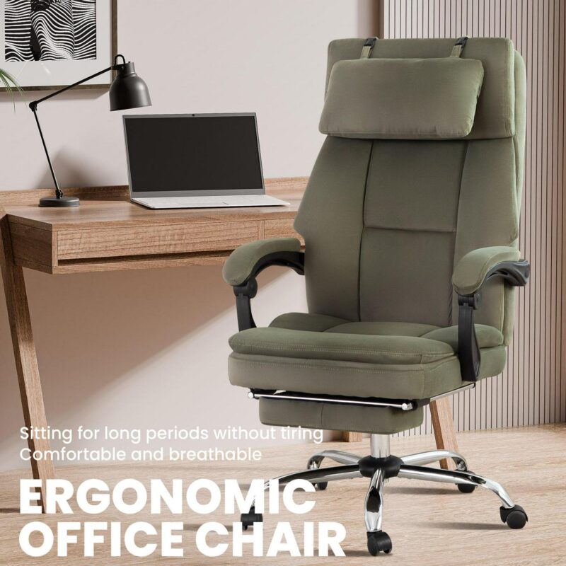 Sumyeg Big and Tall Executive Office Chair Green Contemporary Ergonomic Adjustable Height Swivel Upholstered Executive Chair - Image 9
