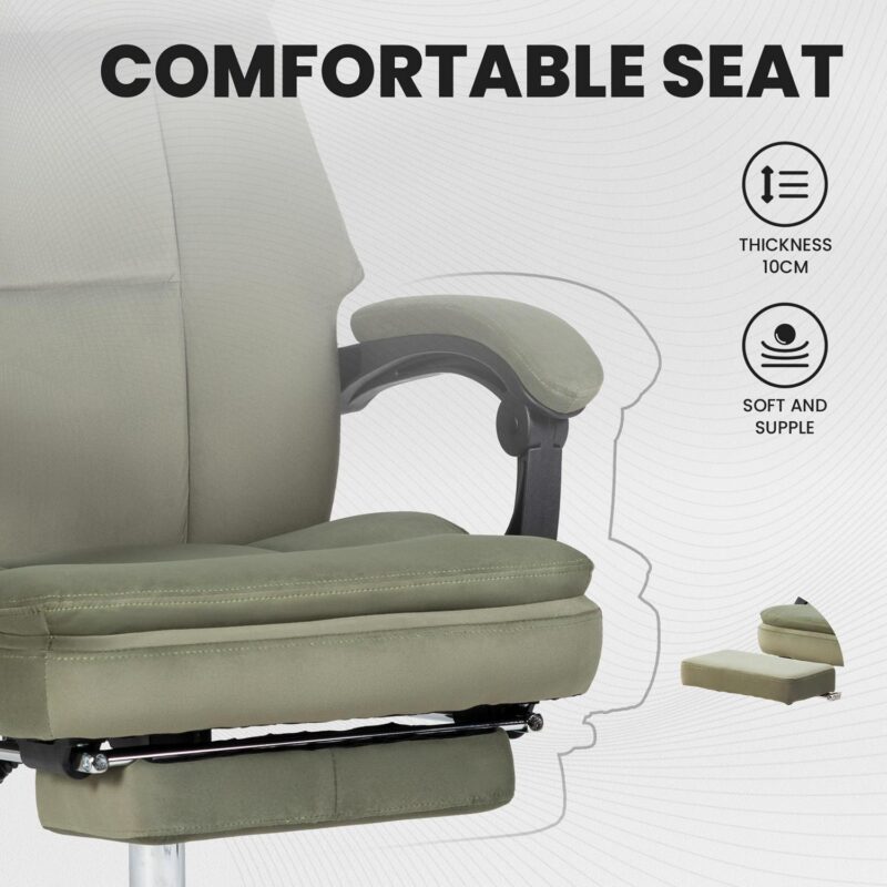 Sumyeg Big and Tall Executive Office Chair Green Contemporary Ergonomic Adjustable Height Swivel Upholstered Executive Chair - Image 10