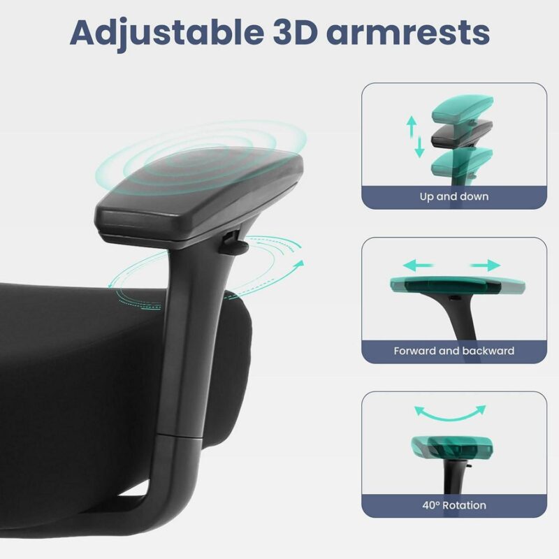 Sumyeg Big and Tall Office Chair Black Contemporary Ergonomic Adjustable Height Swivel Mesh Desk Chair - Image 9