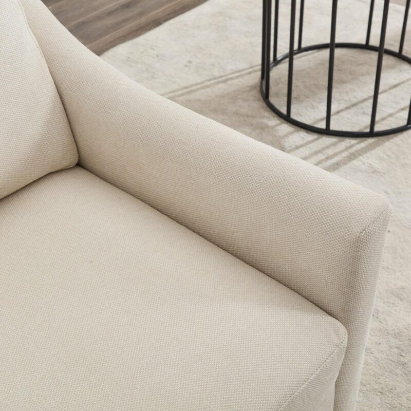 Sumyeg Cream white fabric swivel rotating accent chair Modern Cream white Swivel Accent Chair - Image 16