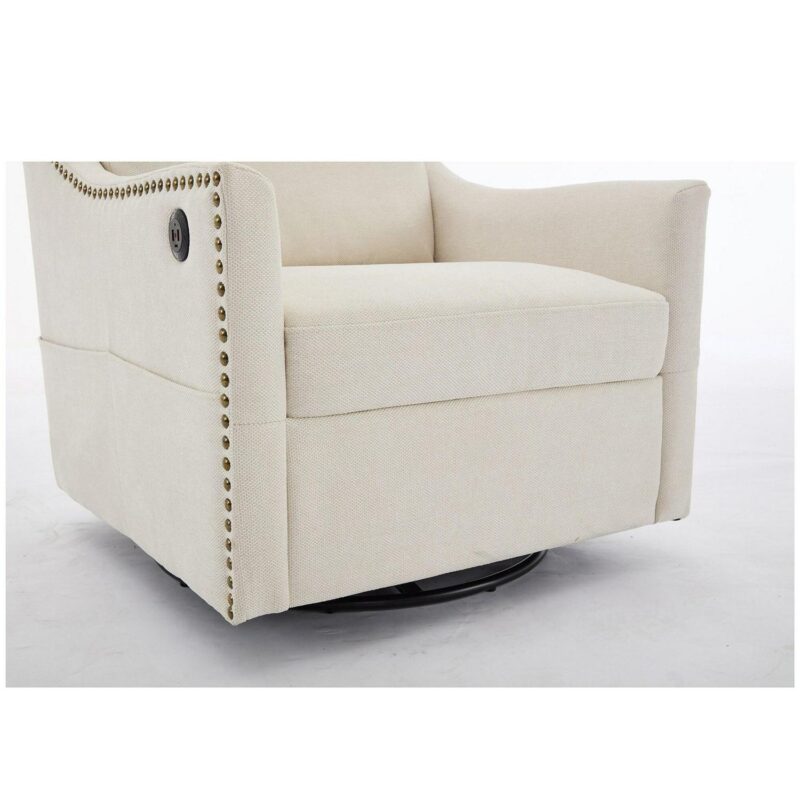 Sumyeg Cream white fabric swivel rotating accent chair Modern Cream white Swivel Accent Chair - Image 13