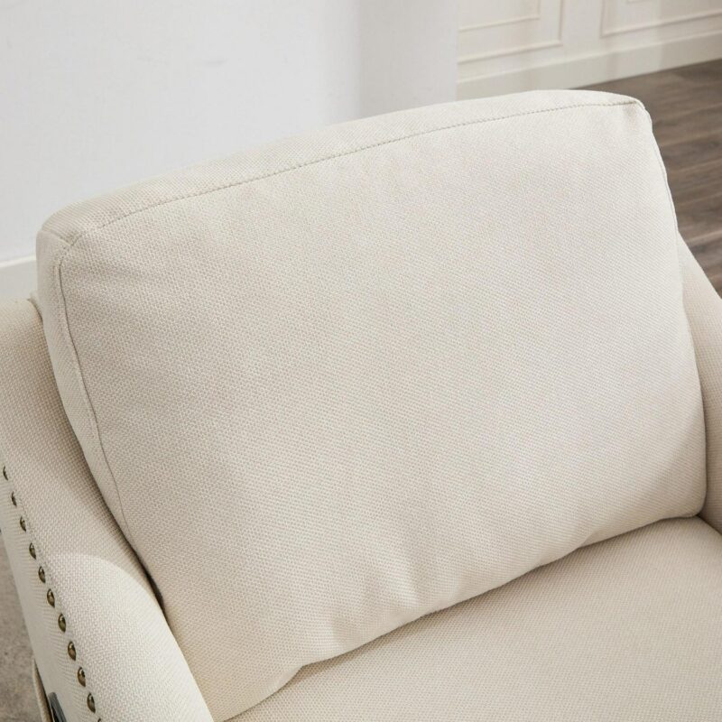 Sumyeg Cream white fabric swivel rotating accent chair Modern Cream white Swivel Accent Chair - Image 11