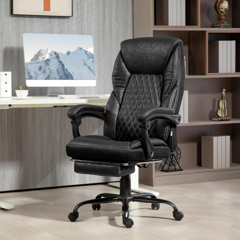 Sumyeg Executive Office Chair with Foot Rest Black Contemporary Ergonomic Adjustable Height Swivel Polyester Executive Chair - Image 2