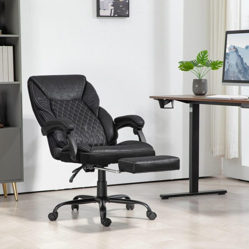 Sumyeg Executive Office Chair with Foot Rest Black Contemporary Ergonomic Adjustable Height Swivel Polyester Executive Chair - Image 3