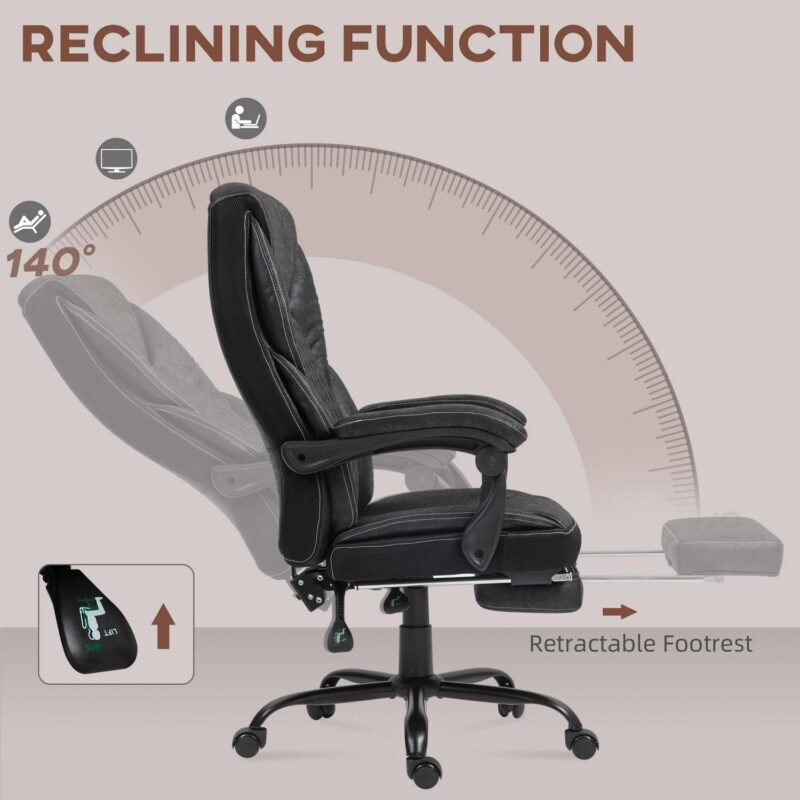 Sumyeg Executive Office Chair with Foot Rest Black Contemporary Ergonomic Adjustable Height Swivel Polyester Executive Chair - Image 5
