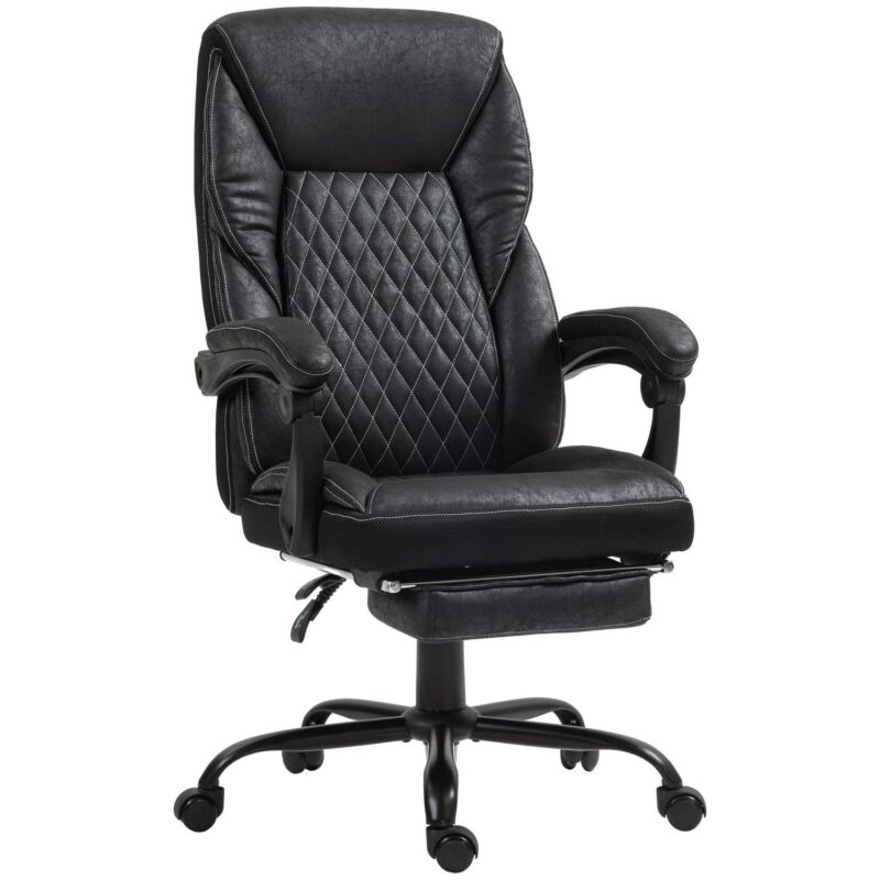 Sumyeg Executive Office Chair with Foot Rest Black Contemporary Ergonomic Adjustable Height Swivel Polyester Executive Chair