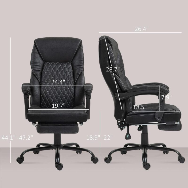Sumyeg Executive Office Chair with Foot Rest Black Contemporary Ergonomic Adjustable Height Swivel Polyester Executive Chair - Image 9