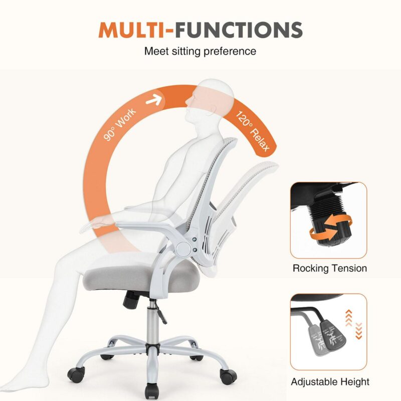 Sumyeg Gray Ergonomic Adjustable Height Executive Chair Gray Contemporary Ergonomic Adjustable Height Swivel Mesh Executive Chair - Image 4