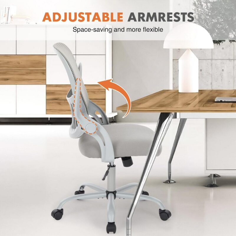 Sumyeg Gray Ergonomic Adjustable Height Executive Chair Gray Contemporary Ergonomic Adjustable Height Swivel Mesh Executive Chair - Image 5
