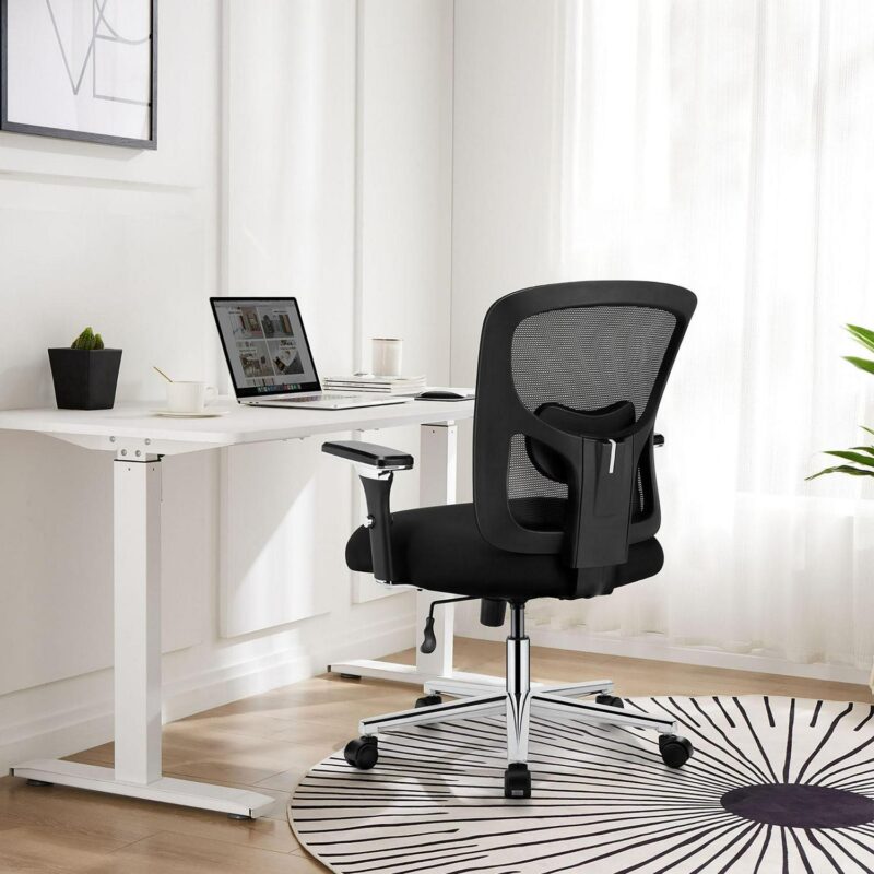 Sumyeg Heavy-duty mesh ergonomic computer chair Black Contemporary Ergonomic Adjustable Height Swivel Mesh Desk Chair - Image 2