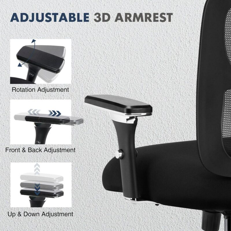 Sumyeg Heavy-duty mesh ergonomic computer chair Black Contemporary Ergonomic Adjustable Height Swivel Mesh Desk Chair - Image 4