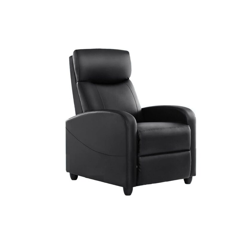 Sumyeg Massage PU Leather Recliner with Lumbar Support Black Faux leather Upholstered Recliner