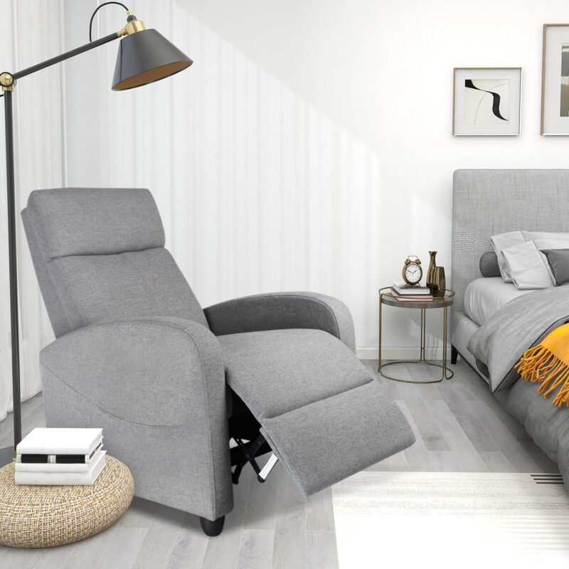 Sumyeg Massage Recliner Sofa with Lumbar Support Gray Polyester Upholstered Recliner - Image 2