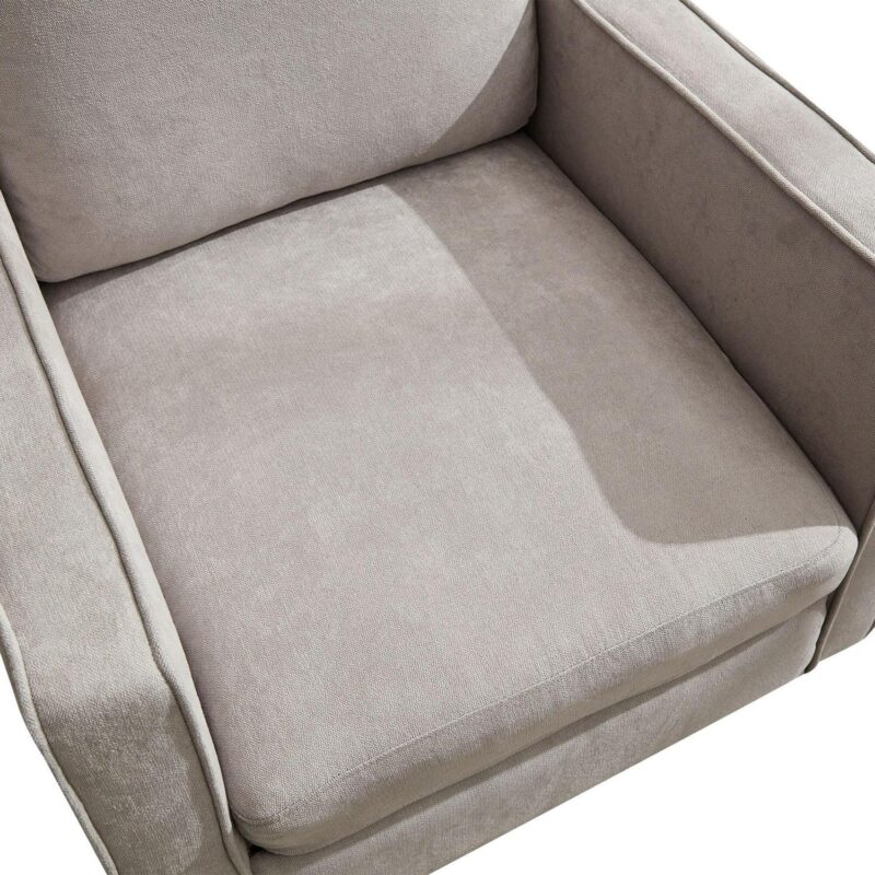 Sumyeg Modern Linen Fabric Armchair Modern Light Gray Linen Accent Chair - Image 11