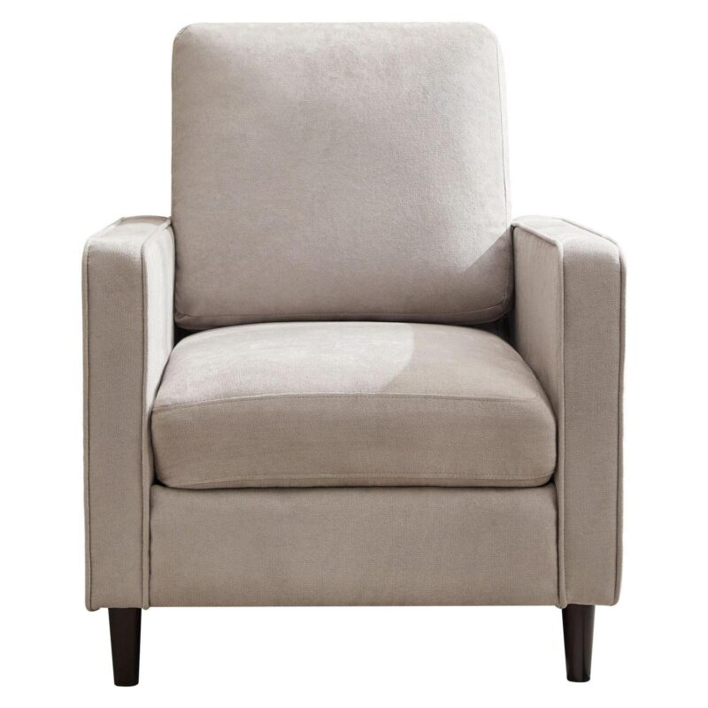 Sumyeg Modern Linen Fabric Armchair Modern Light Gray Linen Accent Chair - Image 8