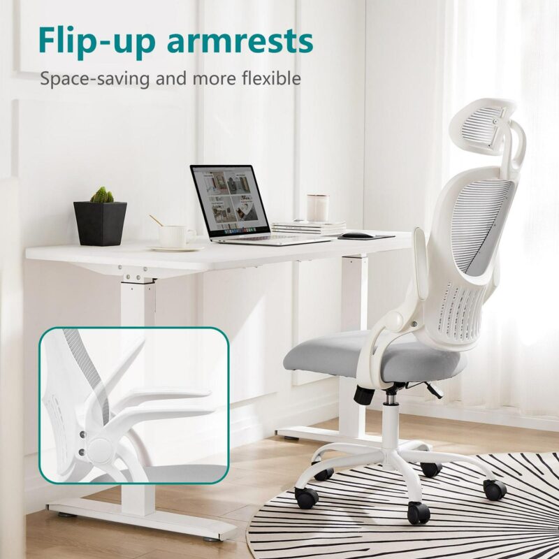 Sumyeg Office chair Gray Contemporary Ergonomic Adjustable Height Swivel Mesh Desk Chair - Image 5