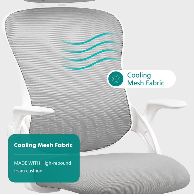 Sumyeg Office chair Gray Contemporary Ergonomic Adjustable Height Swivel Mesh Desk Chair - Image 6