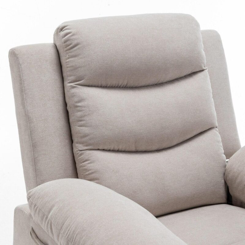 Sumyeg Power Recliner Chair with Adjustable Massage Function Beige Velvet Upholstered Powered Reclining Massage chair - Image 9