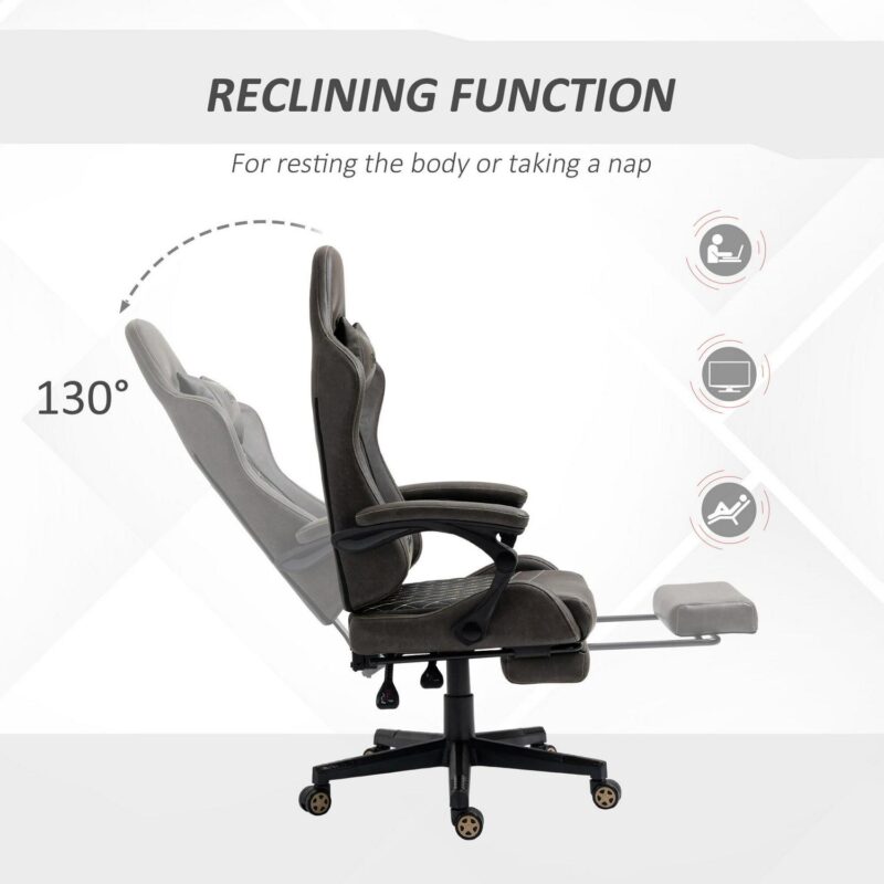 Sumyeg Racing Gaming Chair Diamond PU Leather Brown Contemporary Ergonomic Adjustable Height Swivel Faux Leather Gaming Chair - Image 6