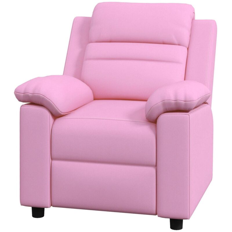 Sumyeg Toddler Leather Sofa Lounge Chair Pink Faux leather Upholstered Recliner