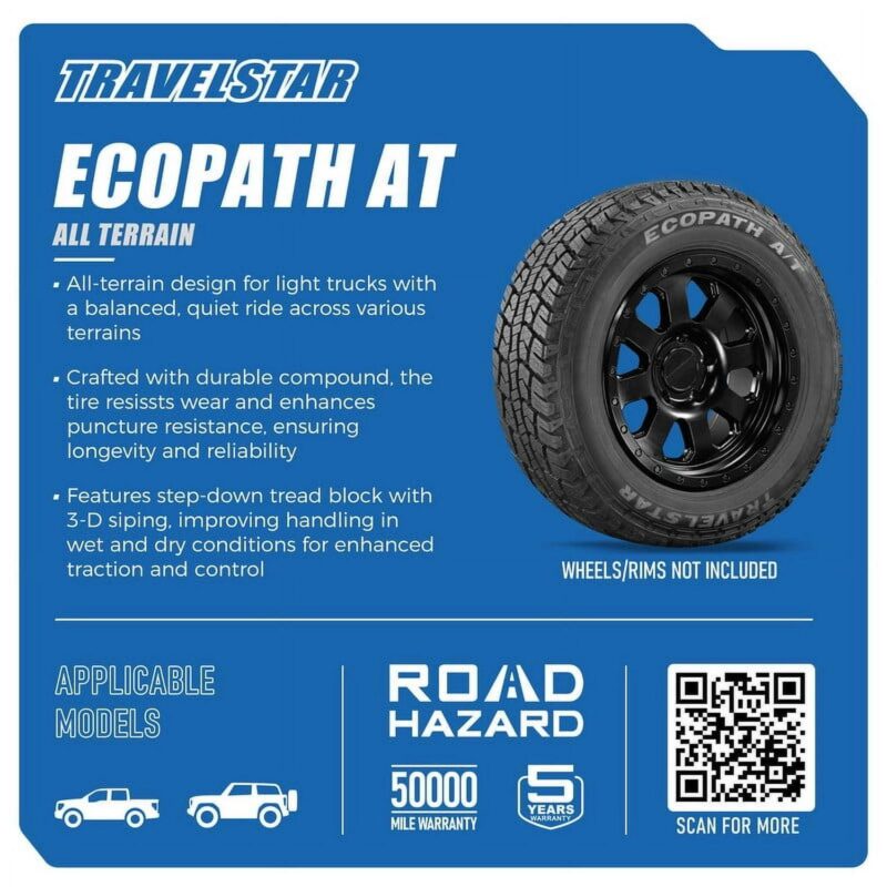 Travelstar EcoPath A/T All Terrain LT225/75R16 10Ply 115/112S LoadRange E SUV Light Truck Tire 225/75/16(Tire Only) - Image 5