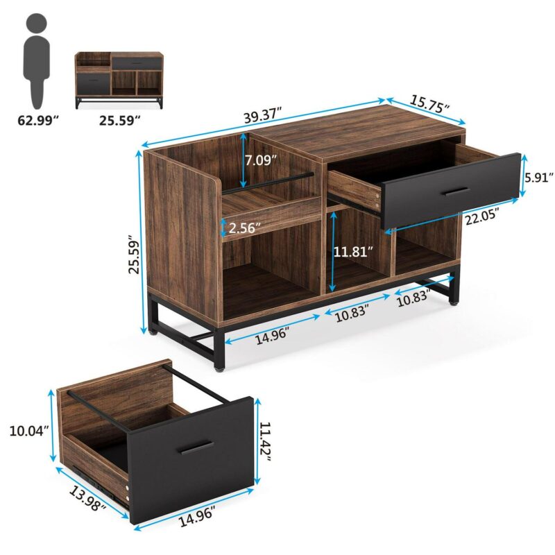 Tribesigns Brown/Black 2 -Drawer 39.4-Inches File Cabinet - Image 7