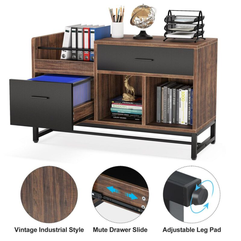 Tribesigns Brown/Black 2 -Drawer 39.4-Inches File Cabinet - Image 6