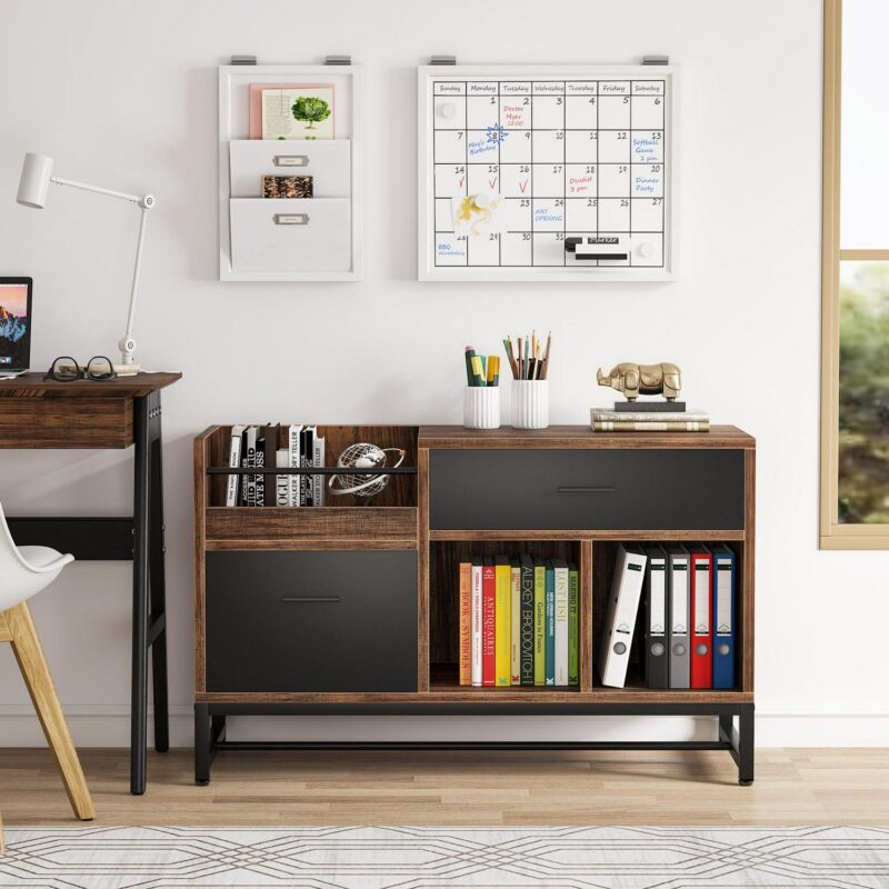 Tribesigns Brown/Black 2 -Drawer 39.4-Inches File Cabinet - Image 3