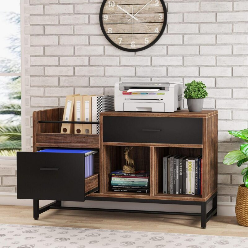 Tribesigns Brown/Black 2 -Drawer 39.4-Inches File Cabinet - Image 2