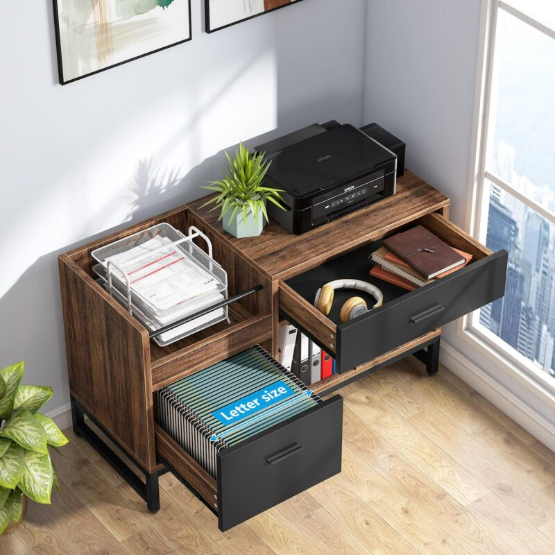 Tribesigns Brown/Black 2 -Drawer 39.4-Inches File Cabinet - Image 4
